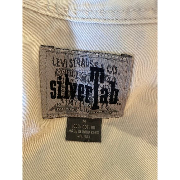 Levi Strauss Silver Womens Denim Shirt Jacket Size Medium Cream Metal Buttons - Picture 6 of 9
